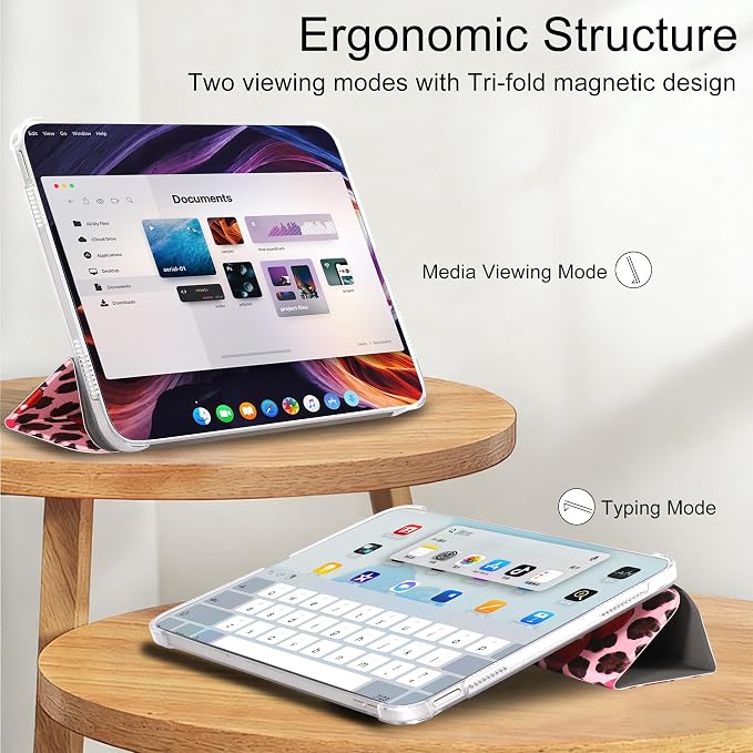 case for ipad 11th Generation11 Inch 2025 (A16 Chip) &amp 10th Gen 10.9 Inch 2022 - Slim Scratch-Resistant Hard PC Translucent Back Shell Smart Cover Wake/Sleep FunctionBlack Bow