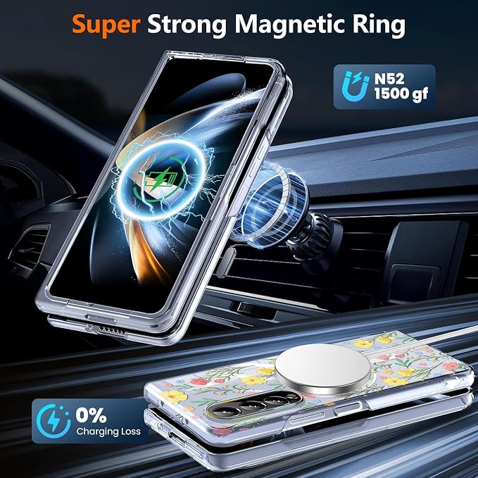for Galaxy Z Fold4 CaseBuilt-in Magnet CircleWireless Charging | Military-Grade Shockproof case Cover for Samsung Galaxy Z Fold4Anagallis