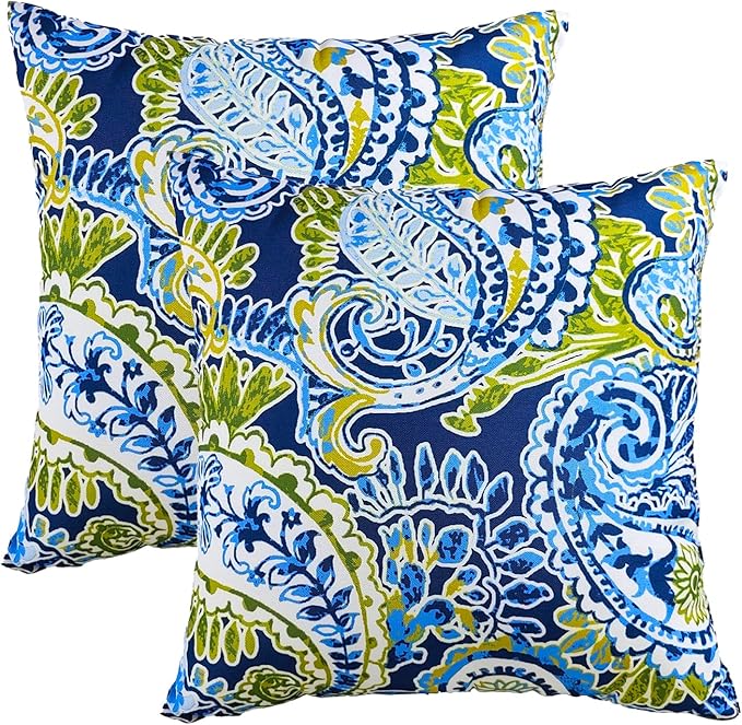 Outdoor Pillows, Pack of 2 Waterproof Decorative Throw Pillows with Inserts, 18”x18” Square Pillows for Couch, Sofa and Patio Furniture