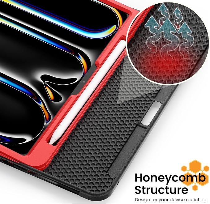 for iPad Pro 11 inch Protective Case M5 2025/M4 2024: Heavy Duty Shockproof Case with Pencil Holder - 360°Rotating Handle/Stand - Screen Protector - Shoulder Strap Black/Sky Blue