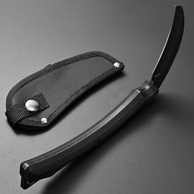 C1398 Camping Axes Billhook Sickle Machete Knife Brush Clearing Sickle Machetes D2 Steel Blade G10 Handle Hatchet for Outdoor Activities,Yard Work, Small Grass Sickle Machete,Harvest Knife