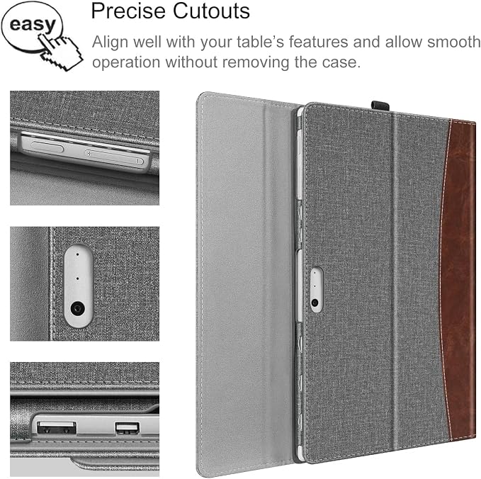 Fintie Case for 12.3 Inch Microsoft Surface Pro 7 Plus Surface Pro 7/6/5/4/3 - Portfolio Business Cover with Pocket Compatible with Type Cover Keyboard Black