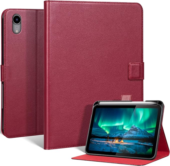 Leather Case for iPad 11th/10th Gen (11/10.9) Black | Genuine Leather Pencil Holder Adjustable Stand Magnetic Closure Auto Wake/Sleep