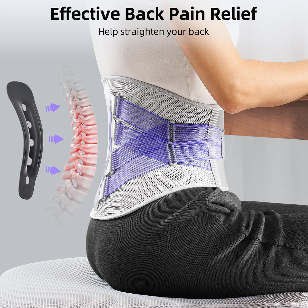 FREETOO Back Brace for Lower Back Pain Women with Bionic Support System, Adjustable Knitted Lumbar Support Belt, Breathable Mesh Design with Lumbar Pad,for Herniated Disc,Sciatica,Scoliosis