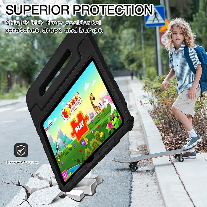 Case for iPad Pro 12.9 Case 2022/2021/2020/2018 with Pencil Holder &amp Hadle Stand Super Protection Kids Proof Cover for iPad Pro 12.9 inch 3rd/4th/5th/6th Generation Black
