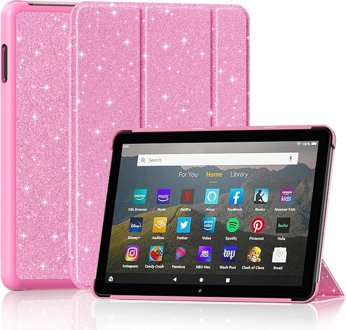 Case for 8in Tablet with Auto Wake/Sleep Pink Glitter