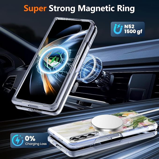 for Galaxy Z Fold4 CaseBuilt-in Magnet CircleWireless Charging | Military-Grade Shockproof case Cover for Samsung Galaxy Z Fold4Anagallis