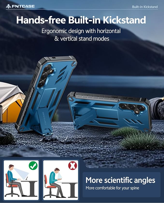 FNTCASE for 11 Pro XL Case Rugged Kickstand 2 Front Frames Black | Built-in Screen Protector 20FT Military-Grade Drop Protection Rugged Heavy Duty Shockproof Full Body Protective Cover