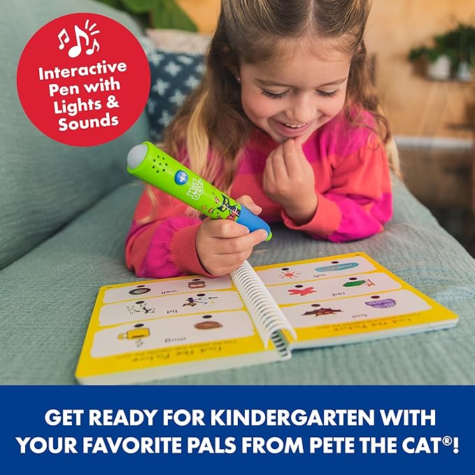 Educational Insights Hot Dots Pete The Cat Kindergarten Reading & Math Workbook - Kindergarten Workbooks with Interactive Pen, Homeschool Learning Books, Build Early Reading & Math Skills, Ages 5+