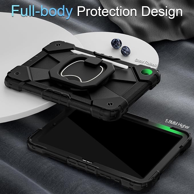 Auizotl Case for Samsung Galaxy Tab A11+/A9+ Plus 11 Inch with Screen Protector/Rotating Stand/Pen HolderMilitary Grade Shockproof Cover for Galaxy Tab A11 Plus /A9 Plus CasesBlack