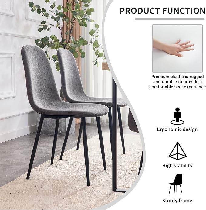 Round Dining Room Table Set for 4,42" Modern Kitchen Table with Chairs,Grey Space-Saving Round Wood Dining Set with Fabric Chairs for Small Kitchen, Office, Cafe