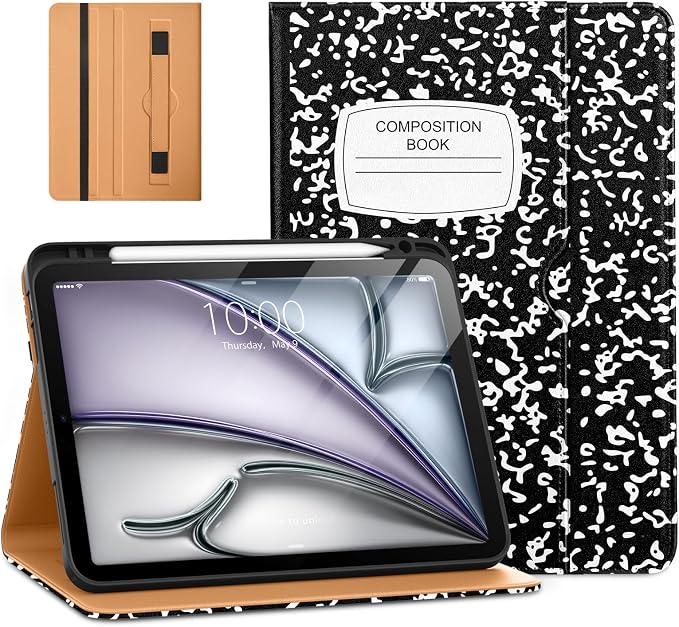 DTTO for iPad Air 11-inch Case M4/M3/M2 (2026/2025/2024) iPad Air 5th / 4th Generation (2022/2020) Premium Leather Business Folio Stand Cover with Pencil Holder - Auto Sleep/Wake Brown