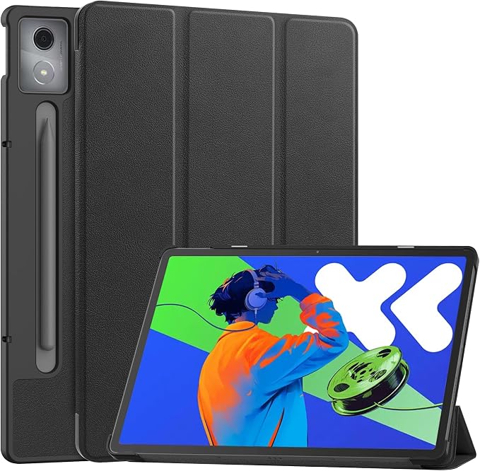Gylint PU Leather Case for Lenovo Idea Tab Pro/Xiaoxin Pad Pro 12.7 Inch 2025 Ultra Thin Folding Folio Stand Protective Cover Black