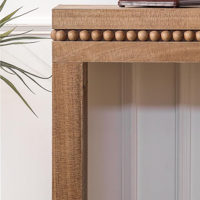Console Table for Living Room, Long Sofa Table Behind Couch with Real Wood Beads Decoration, Retro Entryway Table for Hallway Foyer (64 Inch, Antique Natural)