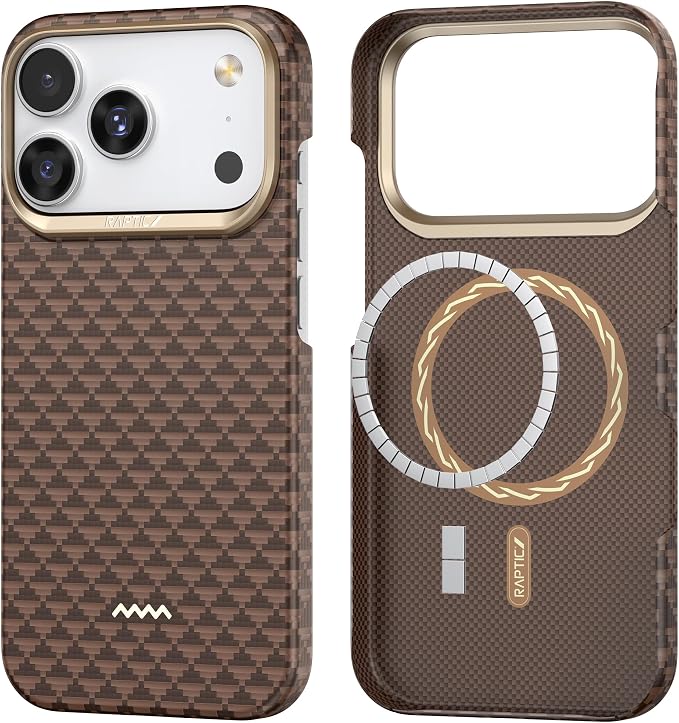 RAPTIC Aramid Fiber Case for iPhone 16 Pro Compatible with MagSafe Non-Slip &amp Slim 600D Aramid Fiber [Military Grade Drop Tested] Anti-Scratch Shockproof Protective Case 6.3 inch Black