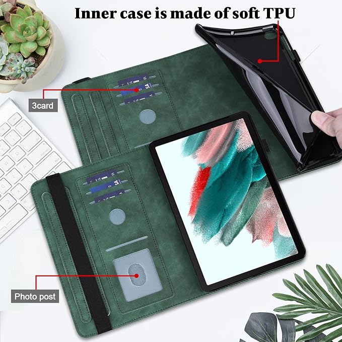 Case for Samsung Galaxy Tab A11+/A11 Plus /A9+/A9 Plus 2025/2023 5G 11 Inch Embossed Lace PU Leather Stand Cover with Elastic Band Card Slots Pen Holder &amp Multi-Angle Viewing - Blue