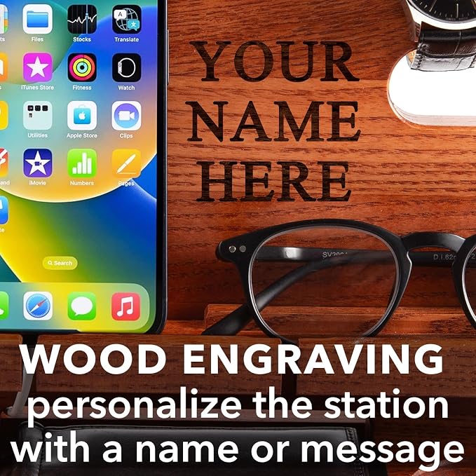Greta Oto Wooden Personalized Docking Station gift for men Fathers Day Gift Personalized Gifts