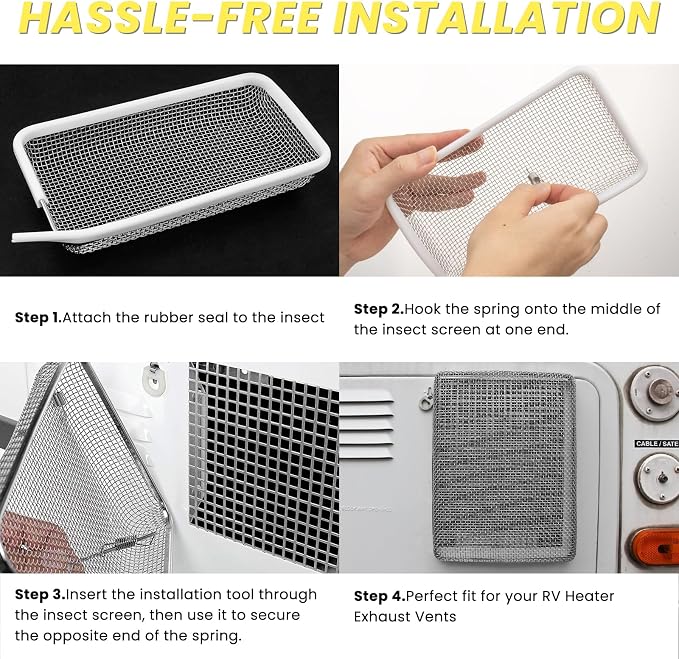 SheeChung RV Furnace Vent Screen, Flying Insect Screen Water Heater Cover