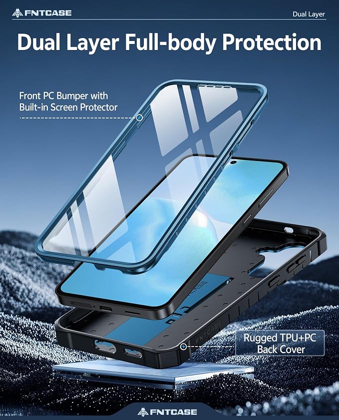 FNTCASE for 11 Pro XL Case Rugged Kickstand 2 Front Frames Black | Built-in Screen Protector 20FT Military-Grade Drop Protection Rugged Heavy Duty Shockproof Full Body Protective Cover