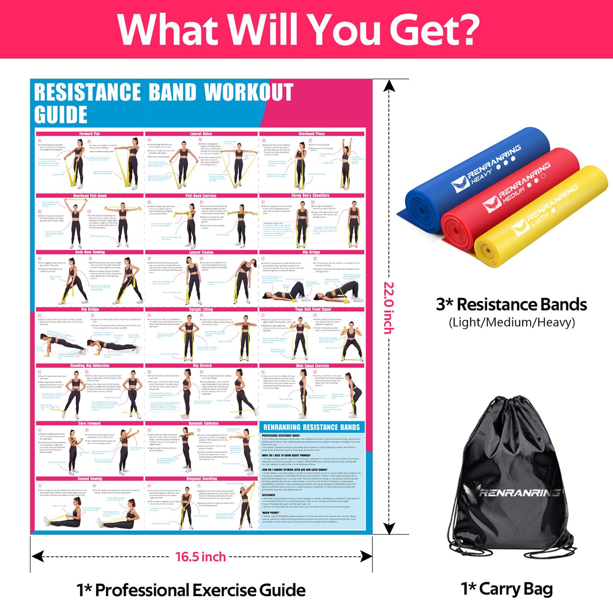 Resistance Bands for Working Out, Exercise Bands for Physical Therapy, Stretch, Recovery, Pilates, Rehab, Strength Training and Yoga Starter Set