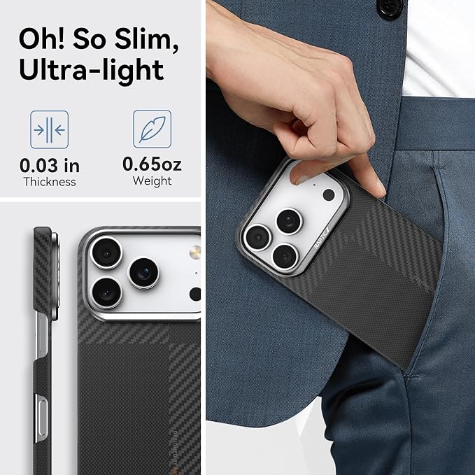 RAPTIC Aramid Fiber Case for iPhone 16 Pro Compatible with MagSafe Non-Slip &amp Slim 600D Aramid Fiber [Military Grade Drop Tested] Anti-Scratch Shockproof Protective Case 6.3 inch Black