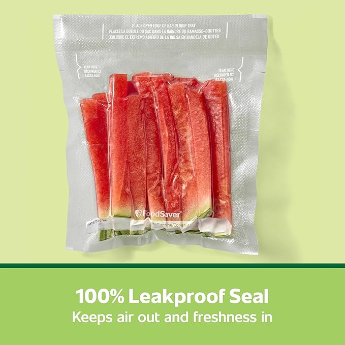 FoodSaver Quart Pre-Cut Vacuum Seal Bags, Easy Use Vacuum Storage Bags, Align to Seal and Tear to Open Vacuum Sealer Storage Bags, 19 Pack