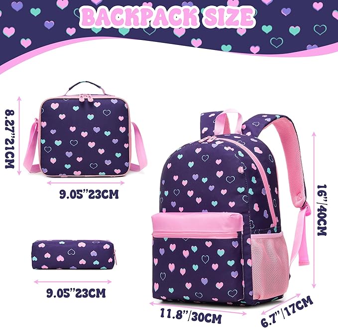 Backpack for Girls Backpack for School 8-10 Kids Backpacks with Lunch Box Schoolbag for Kids with Pencil Case