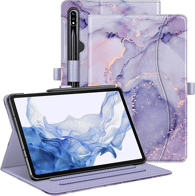 Fintie Multi-Angle Viewing Case for Samsung Galaxy Tab S8/S7 11 Inch | Front Card Pocket 3 Viewing Angles S Pen Protection Auto Wake/Sleep Black