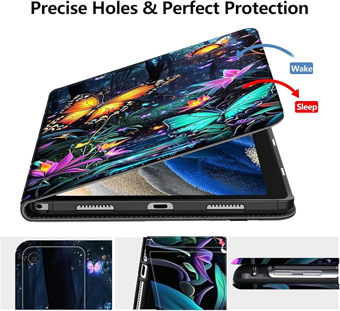DIGTIALLL Case for Amazon Kindle Fire 7 Inch Tablet (9th/7th/5th Generation 2019/2017/2015 Release) PU Leather Smart Protective Cover with Auto Sleep/WakeBeach Palm Trees