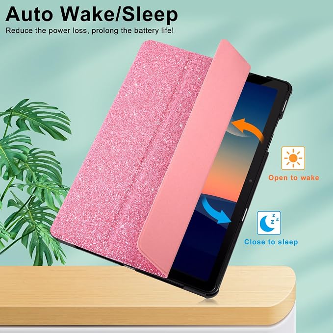 Caweet Case for Samsung Galaxy Tab A9+ / A9 Plus 11 Inch 2023 Ultra Slim Lightweight Hard Back Shell Tri-Fold Stand Cover with Atuo Sleep/Wake Almond Blossom