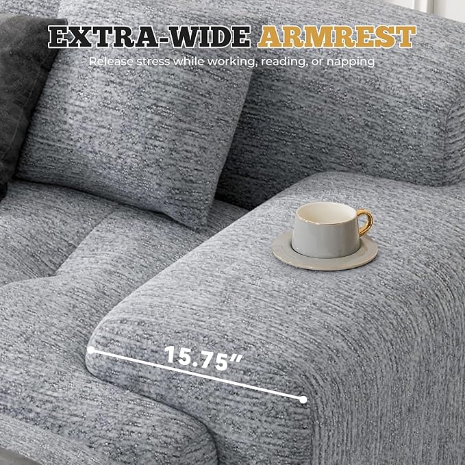 158" Modern U Shaped Modular Sectional Sofa, Boneless Couches for Living Room,6 Seater Convertible Chenille Cloud Couch Sofa Set, No Assembly Required, Light Grey 1 PCS