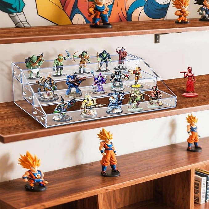 Miniature Display Shelf, 2.75 Inches Clear Acrylic Wide Miniature Storage and Display Stand-3 Tiers