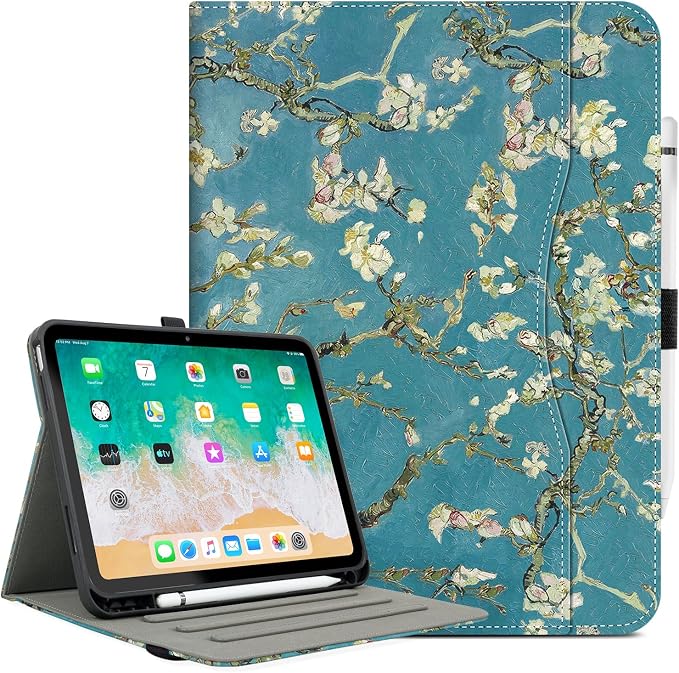 Lokigo Case for iPad (A16) 11th/10th Generation Aurora Forest | for iPad 11th-11 Inch/10th-10.9 Inch Stand Cover Pencil Holder/Hand Strap/Pocket Support Touch ID Auto Wake/Sleep