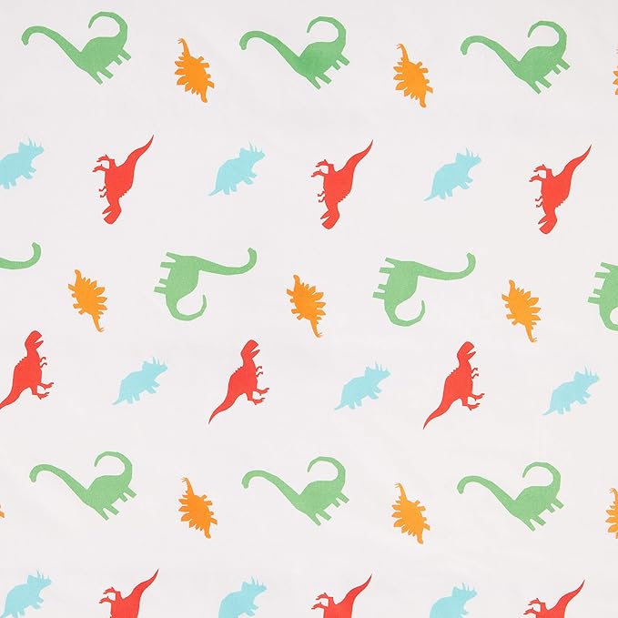Amazon Basics Kid's Soft Easy-Wash Lightweight Microfiber 3-Piece Sheet Set, Twin, Multi-Color Dinosaurs, Animal Print