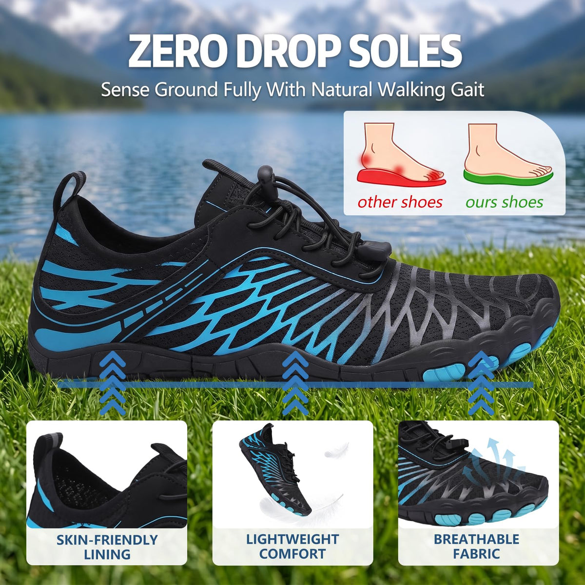 ELETON Barefoot Shoes Women Men Hiking Water Shoes Wide Toe Box Zero Drop
