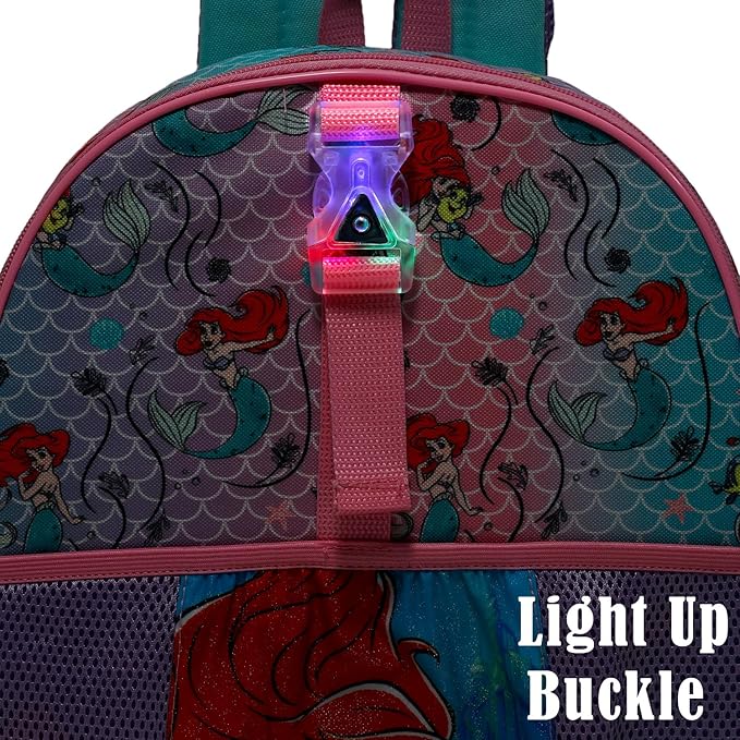 Disney The Little Mermaid Backpack and Lunch Box - Bundle with 16" Ariel Backpack, Lunch Bag, Pencil Holder, Water Bottle, Stickers, More | Little Mermaid School Bag for Girls Set