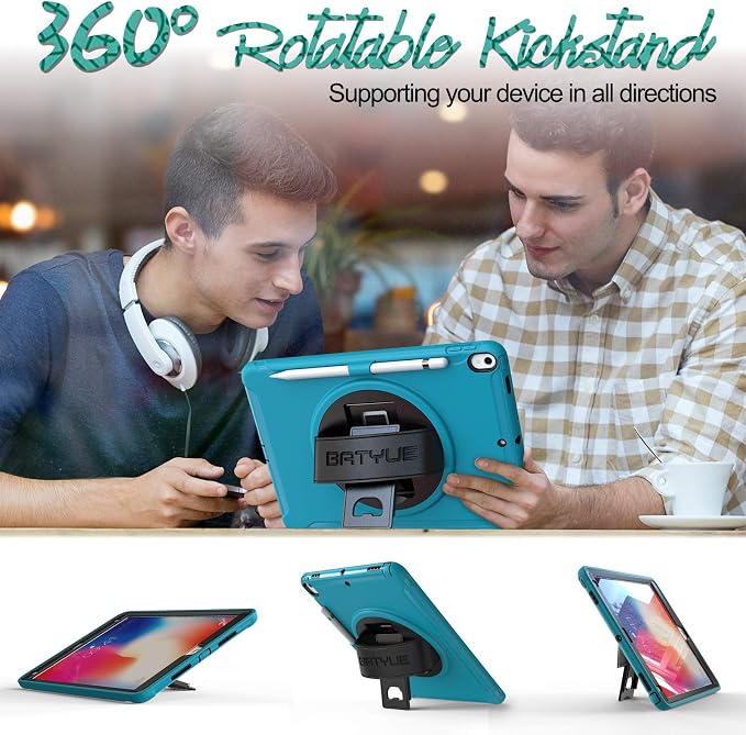 BATYUE Shockproof Case for iPad Air 3rd Gen 2019 &amp iPad Pro 10.5 2017 | with 360° Rotating Stand &amp Pencil Holder &amp Shoulder Strapfor Daily Use &amp Office/School/Outdoor - Navy Blue