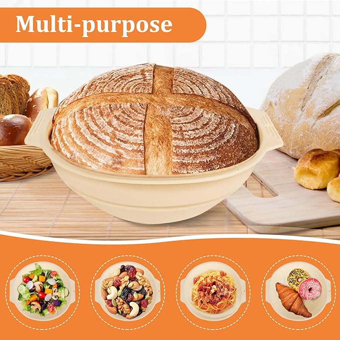 ORANGAROOS Sourdough Kit- Silicone Banneton, Dough Scraper, Lame, Whisk&Bag
