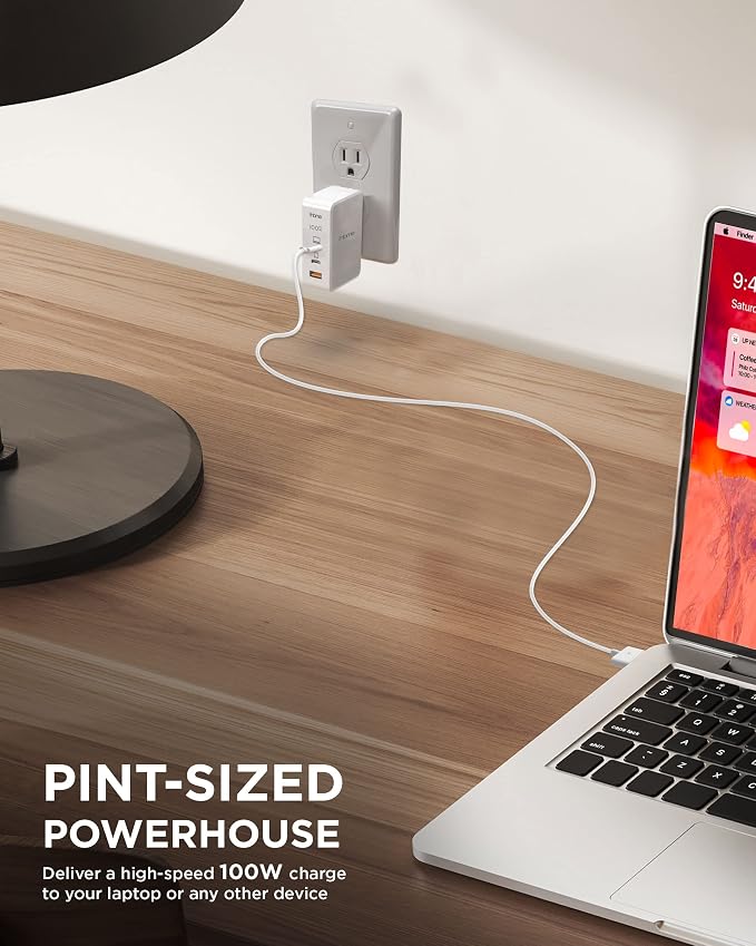 iHome 65W USB C Charger Block GaN Fast Charging with Dual Ports (USB-C PD &amp USB-A) Compact Universal Laptop Charger Foldable Plug [Video Game]