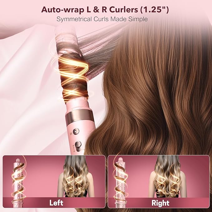 Mythsight Dual Voltage StyleVibe 8-in-1 Air Styler, Hair Dryer & Blow Dryer Brush with Travel Case - Auto Wrap Curls (L/R), Fast Drying, Thermal Brush for Blowouts & Frizz-Free Volume, No Heat Damage
