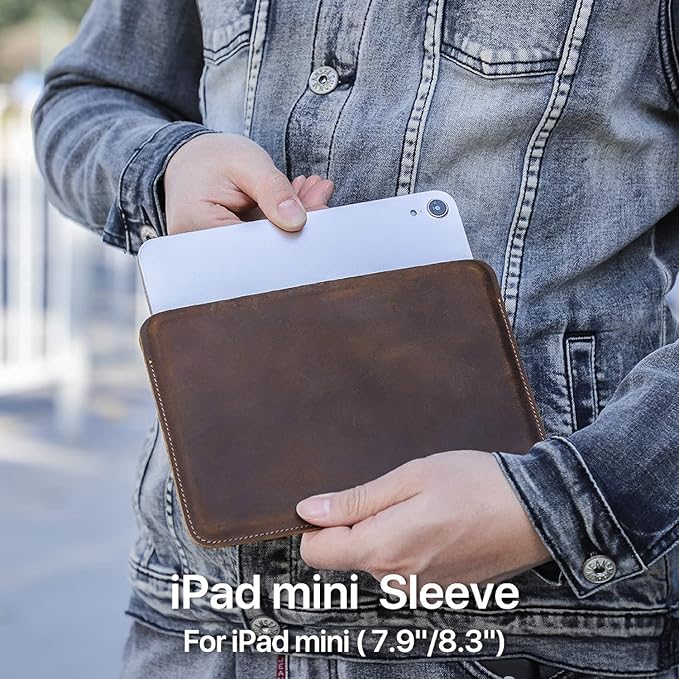 Top Grain Leather 12.9 Tablet Sleeve Slim Protector Vintage Design Fully Handmade Compatible with 12.9 iPad Pro 3/4/5/6 Gen Fits A2233 A2069 A2378 A2379 A2461 A2462 Coffee 12.9 Inch