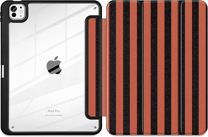DONGKE for iPad Pro 11-Inch Case (M5 2025 / M4 2024) 6th/5th Generation [Auto Sleep/Wake &amp Pencil Pro Holder] Clear Acrylic Back Smart Trifold Stand Cover Bear &amp Cherry
