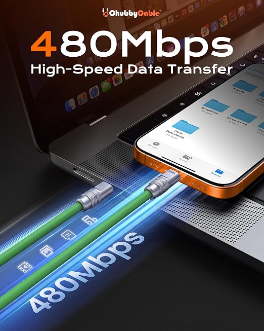 chubbycable 120W Silicone USB A to C Cable 2 Pack Black+Gray 13.1FT | Couple Color Matching 6mm Extra Thick 45000+ Bend Tested 480Mbps Data Transfer E-Marker Safety Chip Tangle-Free
