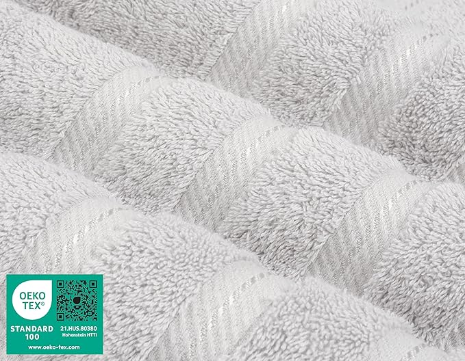 American Soft Linen Luxury 6 Piece Towel Set, 2 Bath Towels 2 Hand Towel 2 Washcloths, 600 GSM 100% Cotton Turkish Towels for Bathroom, Silver Grey Towel Sets