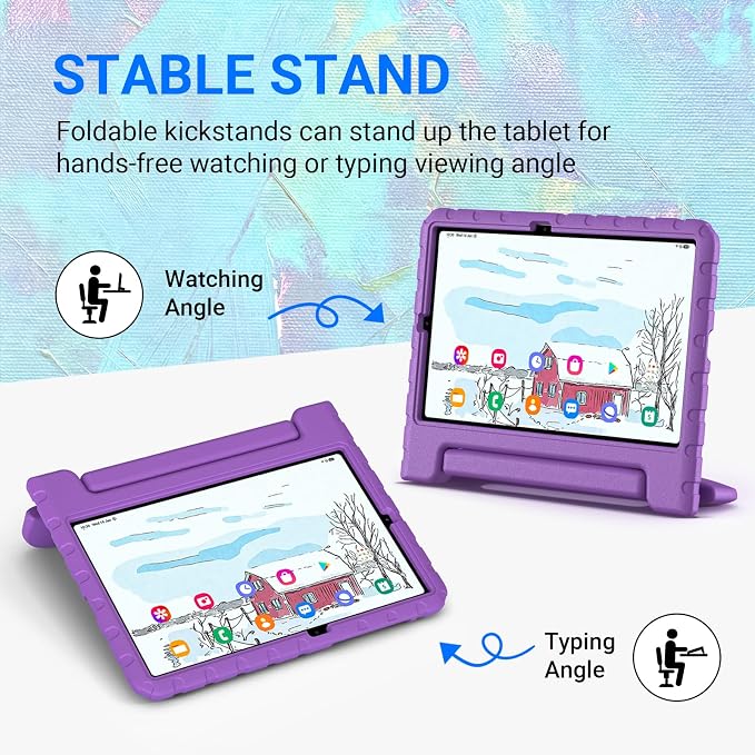 Kids Case for Samsung Galaxy Tab S6 Lite 10.4 Inch with S Pen Holder Black | Fits 2024/2020/2022 Released Shockproof EVA Lightweight Foldable Handle Stand Washable Kids-Friendly