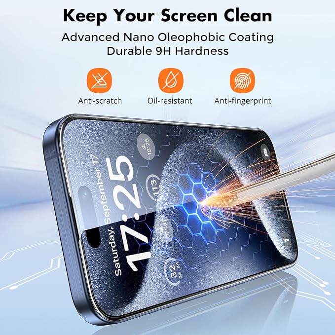 UNBREAKcable 3-Pack Screen Protector for iPhone 15 Double Shatterproof Tempered Glass [Easy Installation Frame] [99.99% HD Clear] [9H Hardness] [Full Coverage] [Case Friendly] for Apple 15 6.1 inch