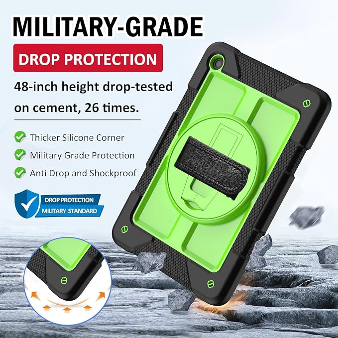 BMOUO for Samsung Galaxy Tab A9+ Plus Case 11 2023 (SM-X210/X216/X218) Shockproof Galaxy Tab A9 Plus Case with Rotating Stand and Hand/Shoulder Strap Black