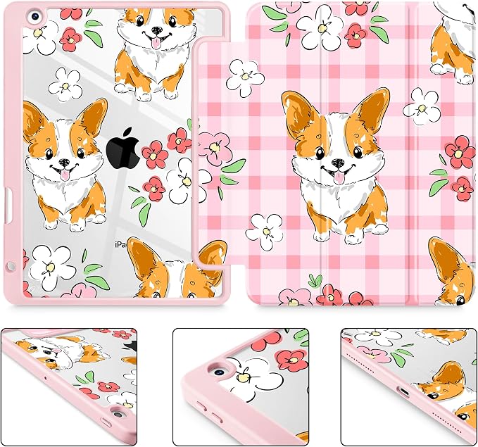 May Chen for iPad 9th Generation with Pencil Holder iPad 8th/7th Gen Case 10.2-inch [Penceil Holder] Trifold Stand Auto Wake/Sleep Clear TPU Protection Back Cover Ballet Shoes