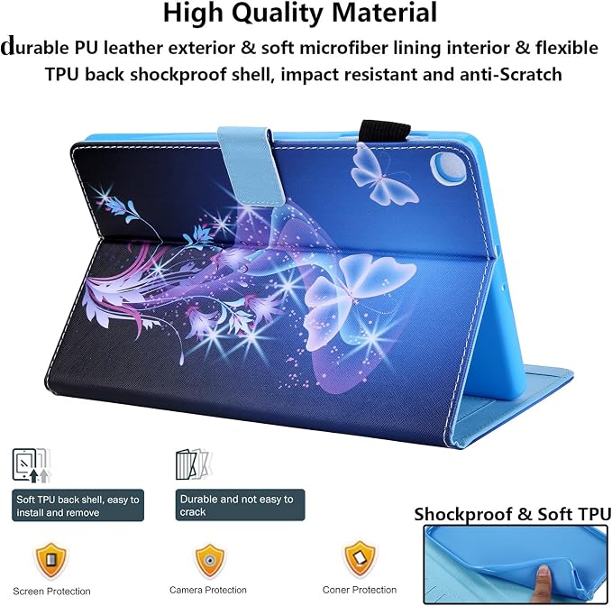 for Galaxy Tab A 8.4 Case 2020 Model (SM-T307/T307U) with Pencil Holder Pockets Multi-Angle Viewing Folio Stand PU Leather Shockproof TPU Cover for Samsung Tab A 8.4 T307 Black Rose Flower