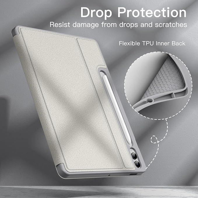 JETech Case for Samsung Galaxy Tab S9 FE+ / S9 FE Plus 12.4-Inch with S Pen Holder Slim Folio Stand Protective Tablet Cover Multi-Angle Viewing (Black)